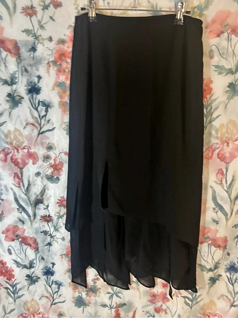 Vintage Jessica Howard Layered Sheer Midi Skirt Black Size 10